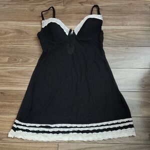 🔥Marilyn Monroe Intimates Lingerie Black Lace-Trim Sheer Chemise